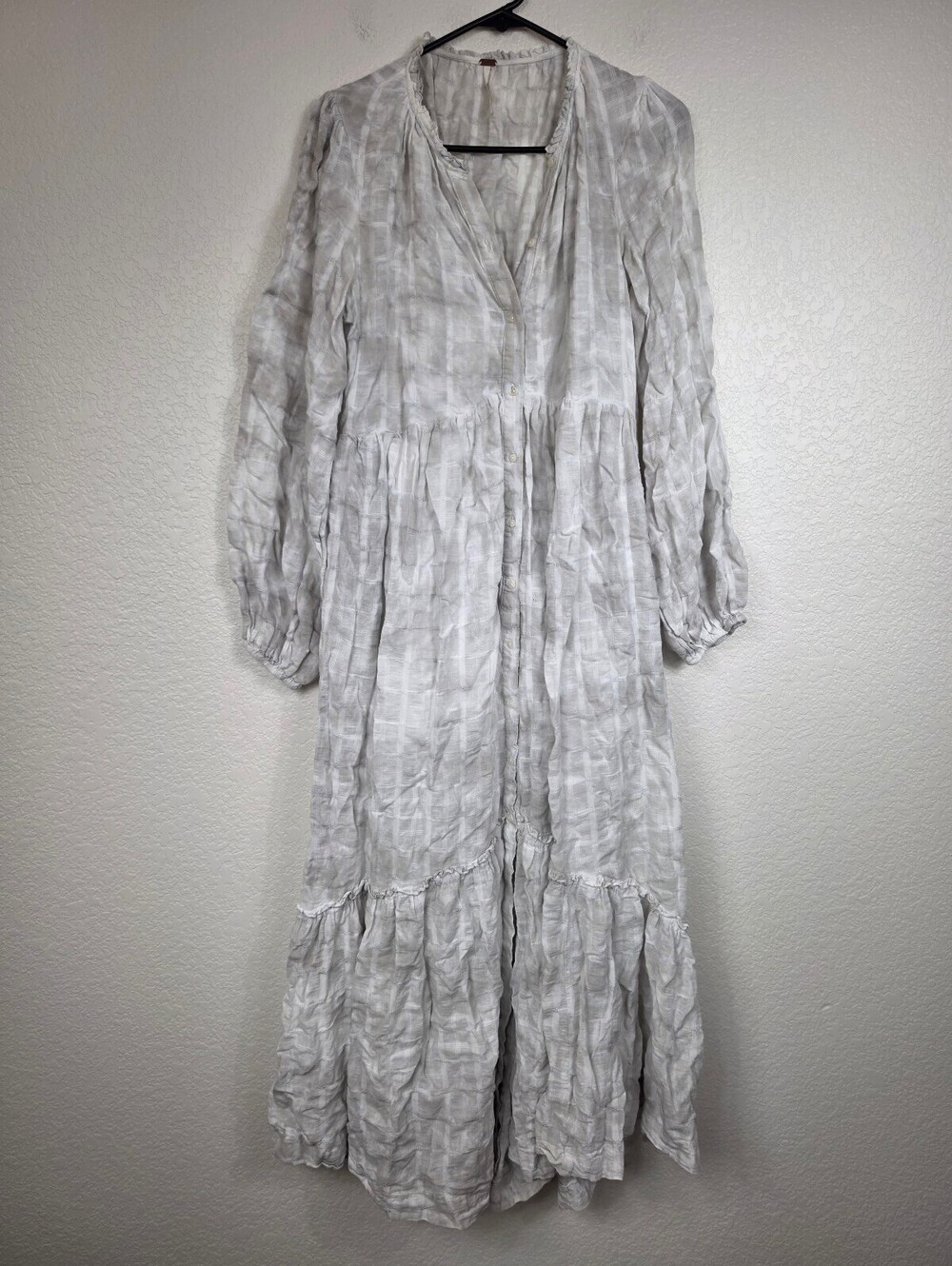 Free People White Long Sleeve Maxi Dress Small